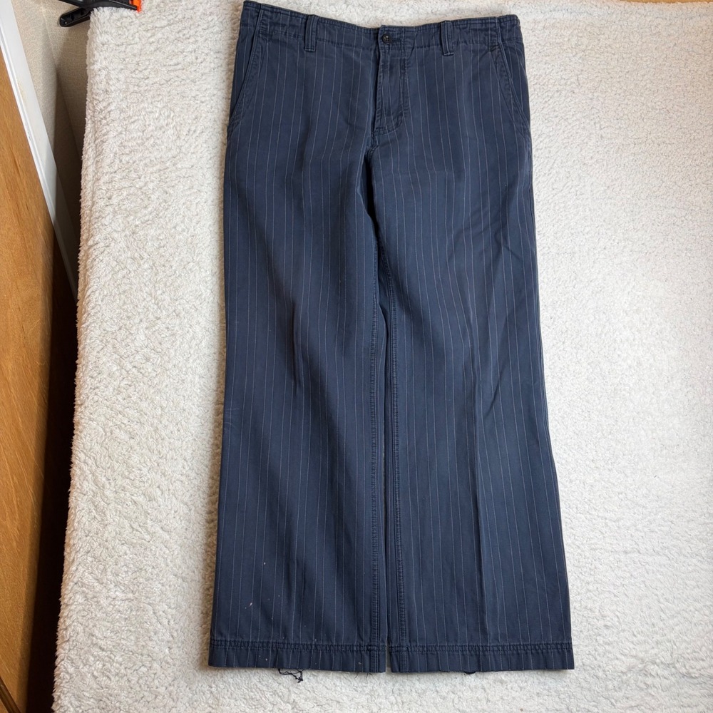 Vintage Gap Mens 36x32 (36x30) Navy Pinstripe Loose Boot Fit wide leg Y2K pants